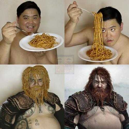 头顶泡面的颓废雷神太还原!泰国低成本cos小哥新作