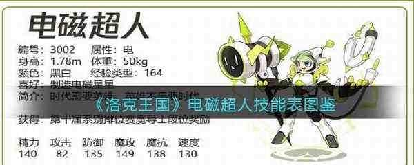洛克王国电磁超人技能表图鉴