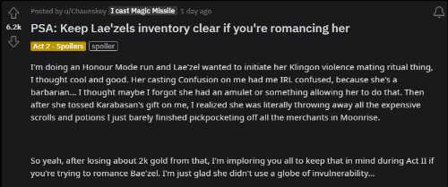 博德3玩家建议谨慎与养鸡妹发生关系:可能会丧命!