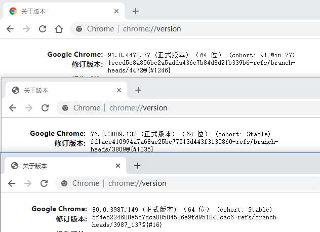 【便携版】chrome 76版本,80版本。